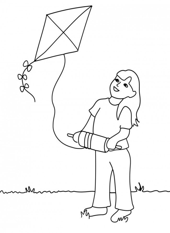 to fly to kite Colouring Pages