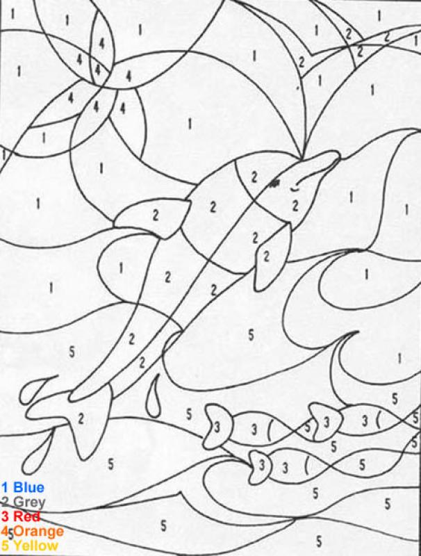 ANIMAL Color by Number coloring pages - Dolphin