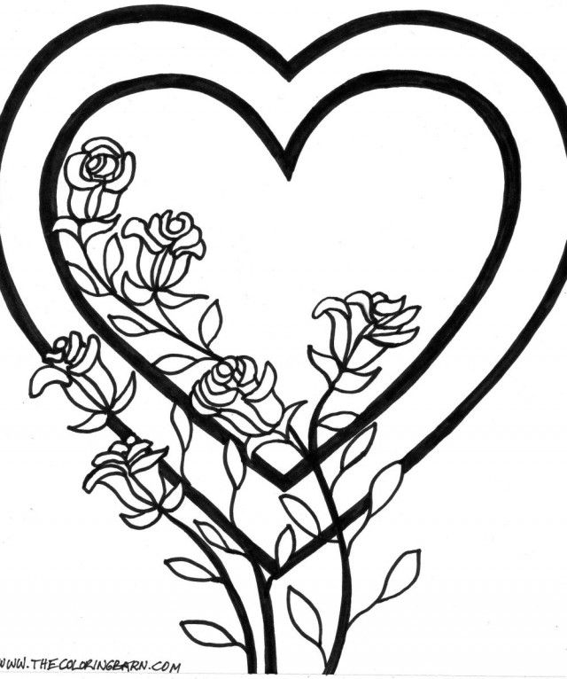 Coloring Pages Of Hearts And Roses Coloring Pages For Adults 