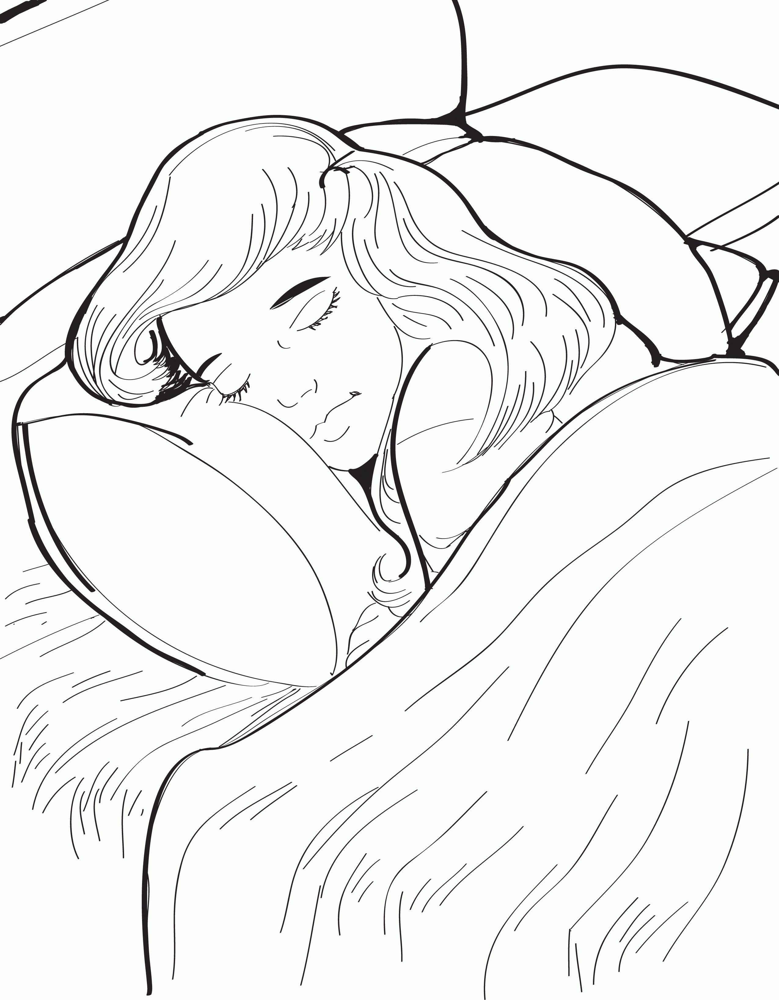 Рисунок спящей девушки