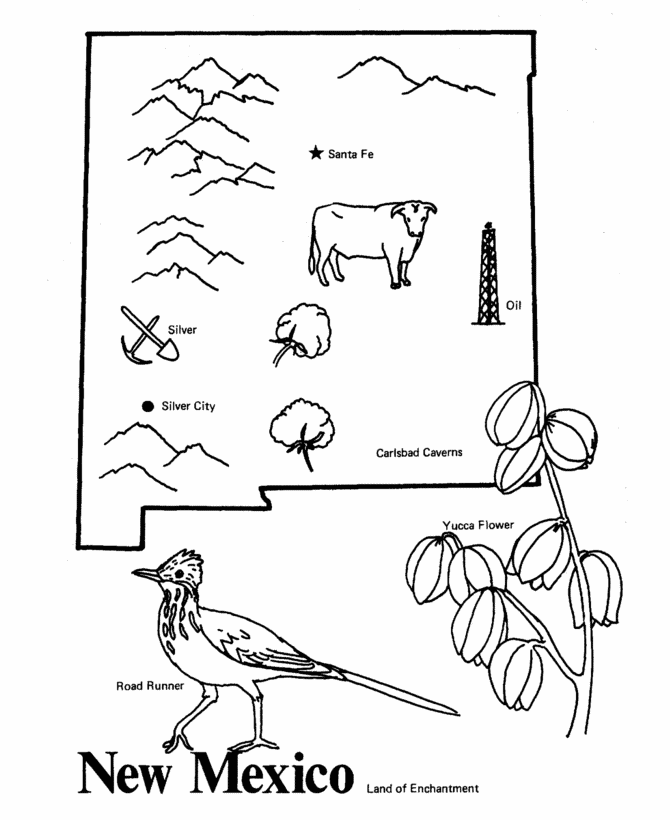 new mexico outline Colouring Pages (page 2)