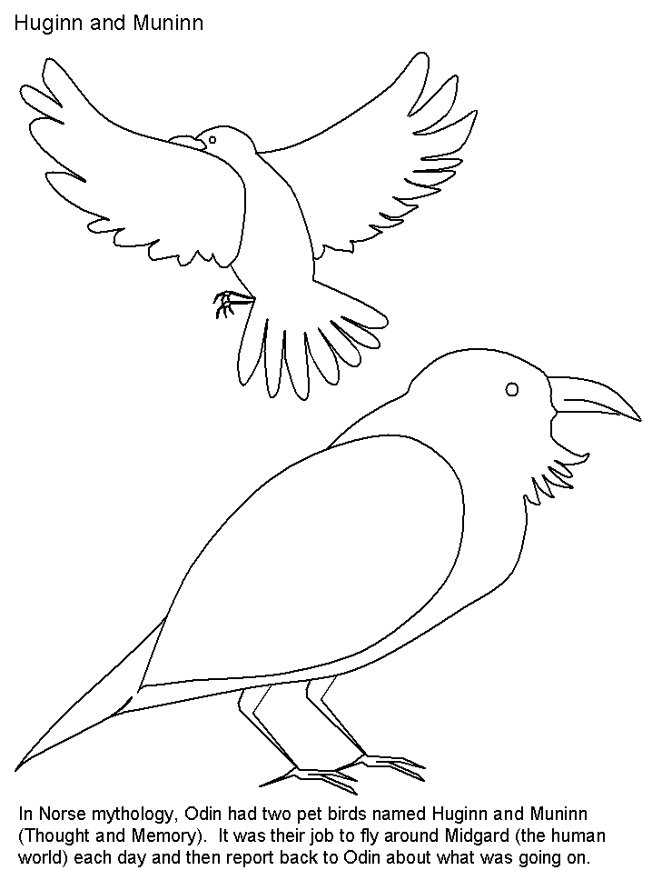 Norway Huginn And Muninn Words Countries Coloring Pages & Coloring 