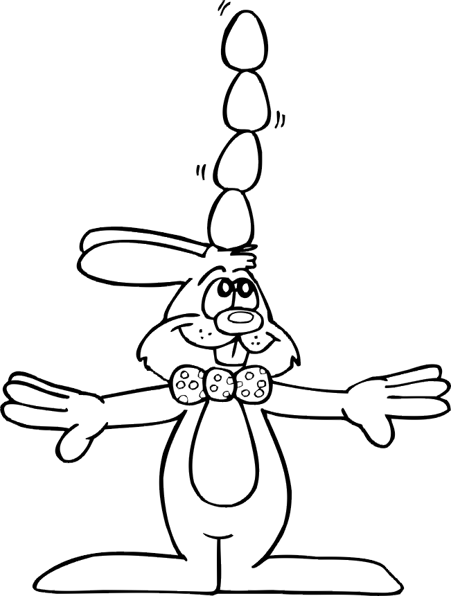 printable easter coloring page bunny with eggs on head