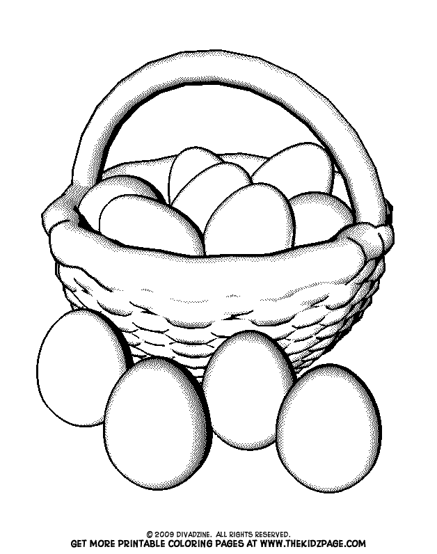 Basket of Easter Eggs Free Coloring Pages for Kids - Printable 