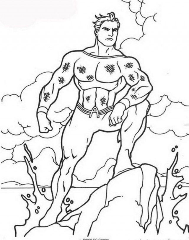 Aquaman On Reef Coloring Page Coloringplus 83476 Reef Coloring Pages