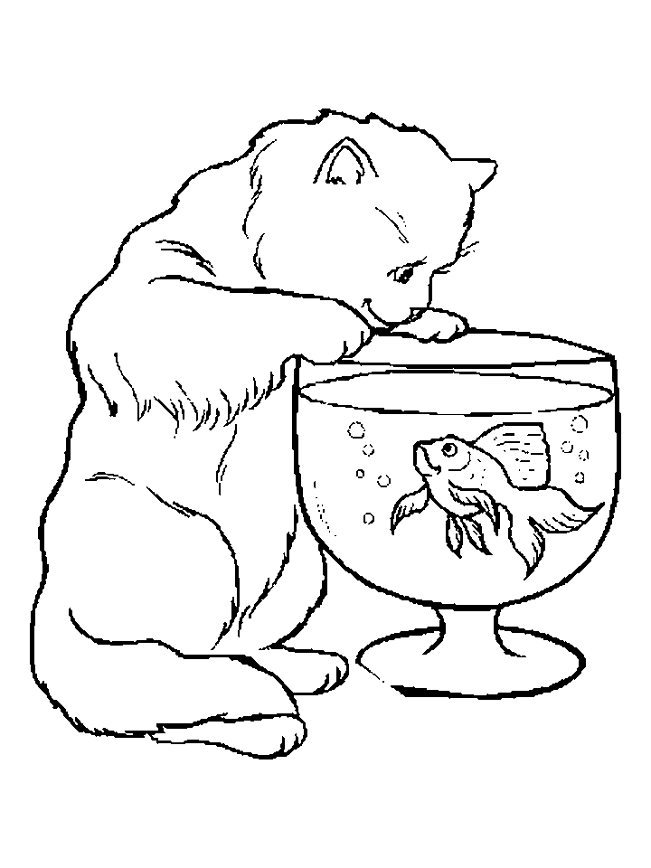 Doll House Elora Cat and Fishbowl Picture to Color