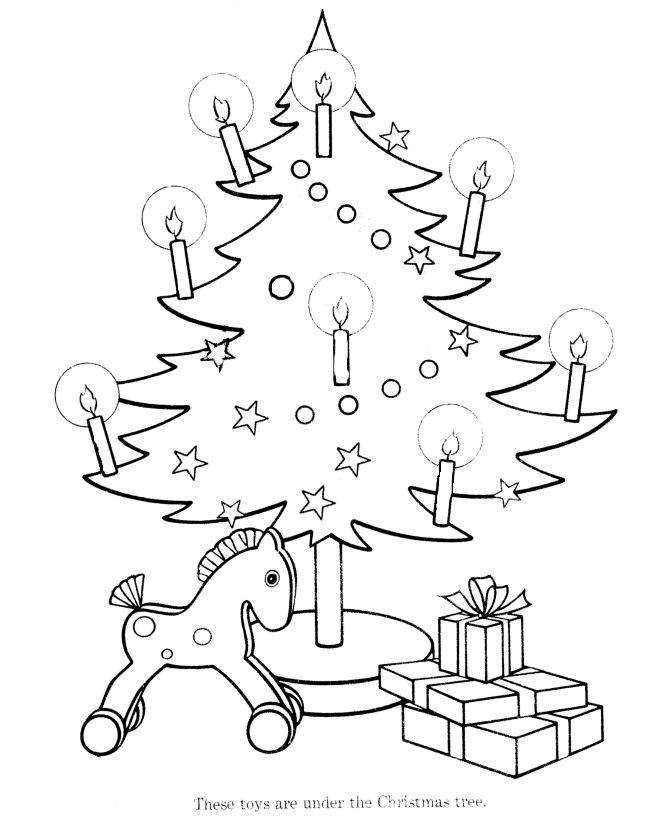 Christmas Tree Coloring Pages - Toys under the Christmas Tree 