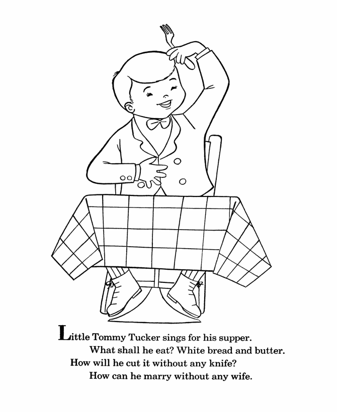 BlueBonkers - Nursery Rhymes Coloring Page Sheets - Little Tommy 