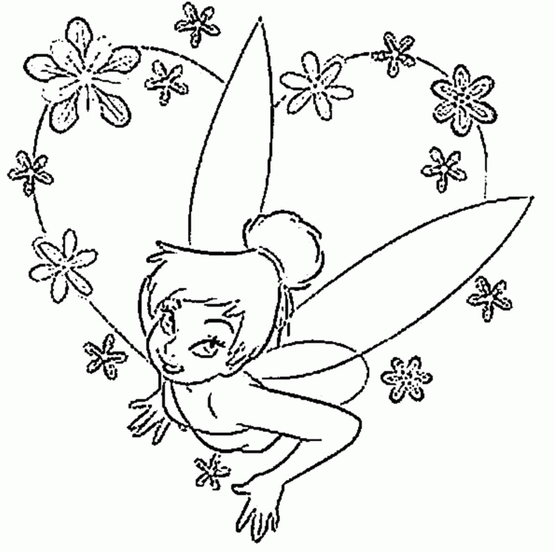 Tinker Bell Look Up Coloring Page - Kids Colouring Pages