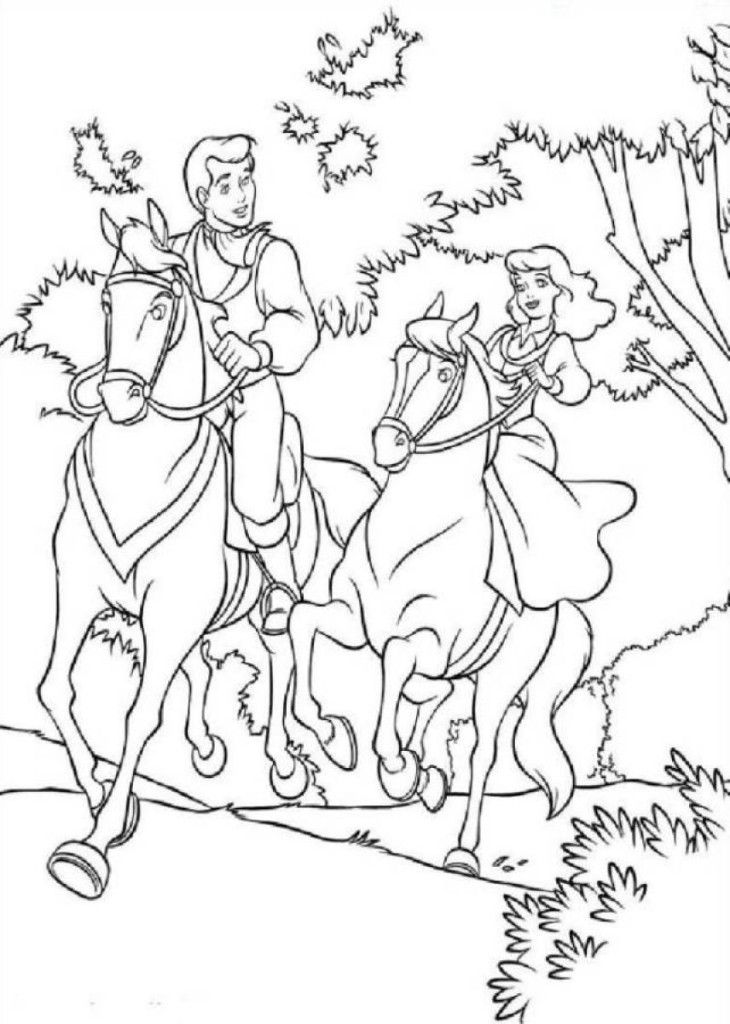 Download Cinderella And Prince Charming Horse Riding Coloring 
