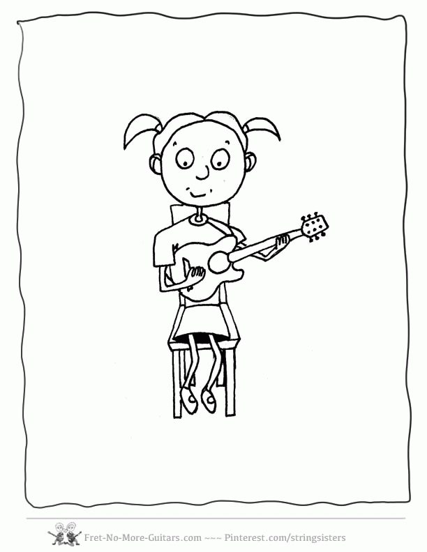guitar coloring pages kid guitar player 3