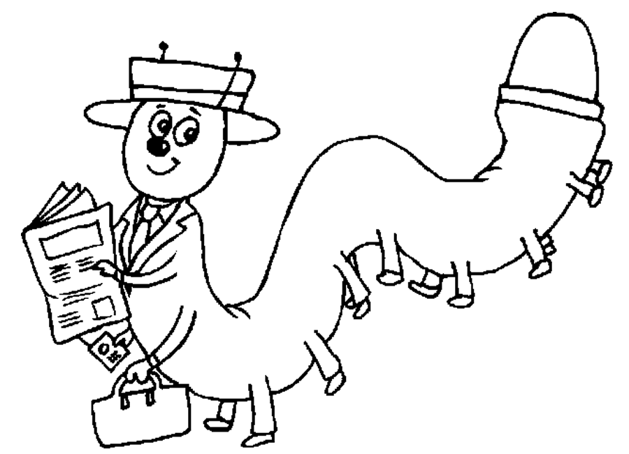 Animals Coloring Pages : Mr.Centipede Reading The Newspaper