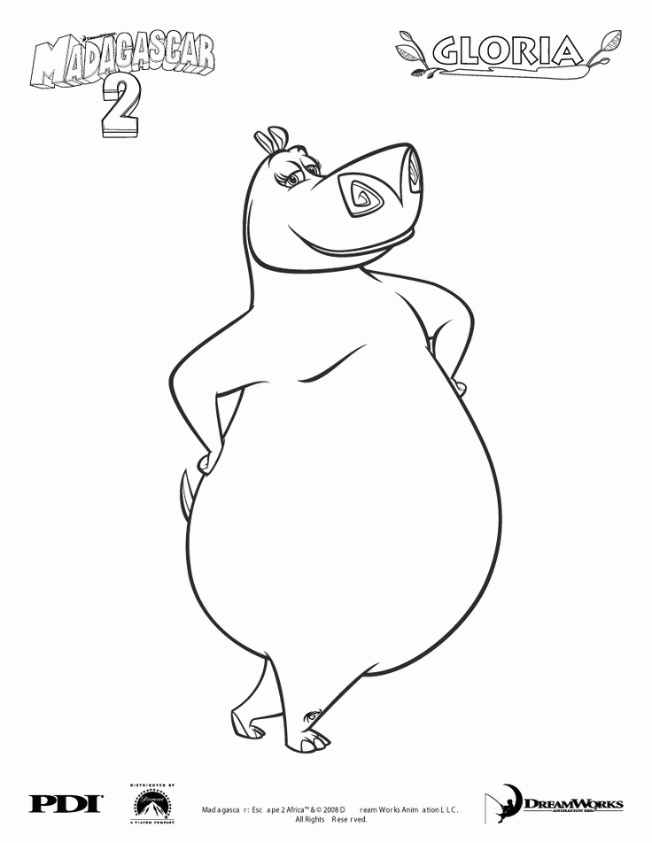 Gloria The Hippo Coloring Page | Girls favorites