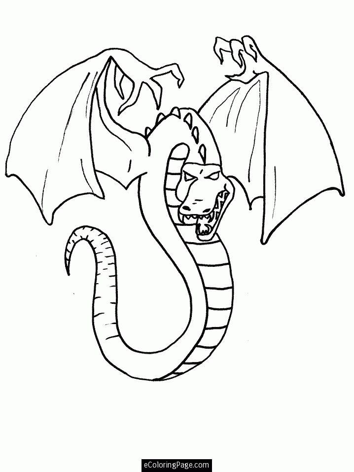 Dragons Flying and Hissing Coloring Page Printable for Kids 