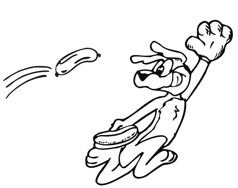 Dog Coloring Page | Dog Catching Weiner