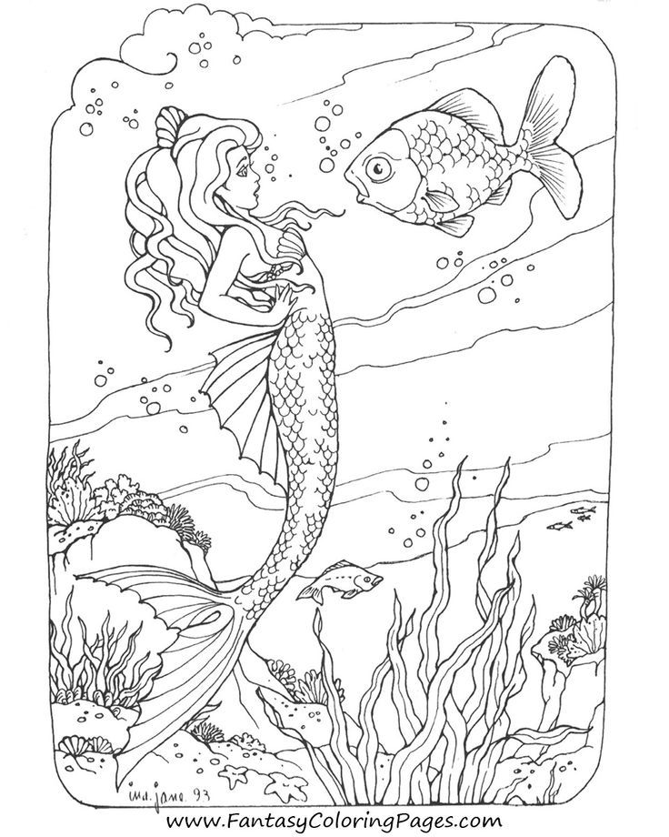 Another Mermaid Coloring Page Coloring Pages For Big People Pinte Coloring Home