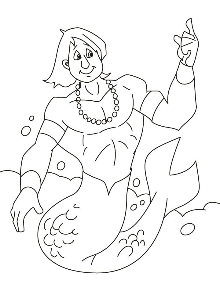 This Merman is looking for a mermaid coloring pages | Download 