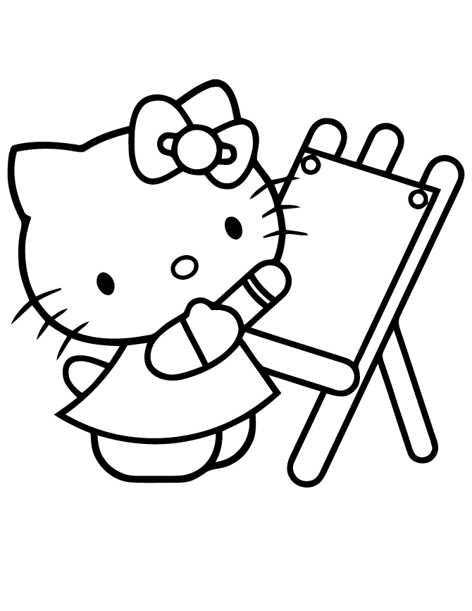 Hello Kitty Drawing Art Coloring Page | Free Printable Coloring Pages