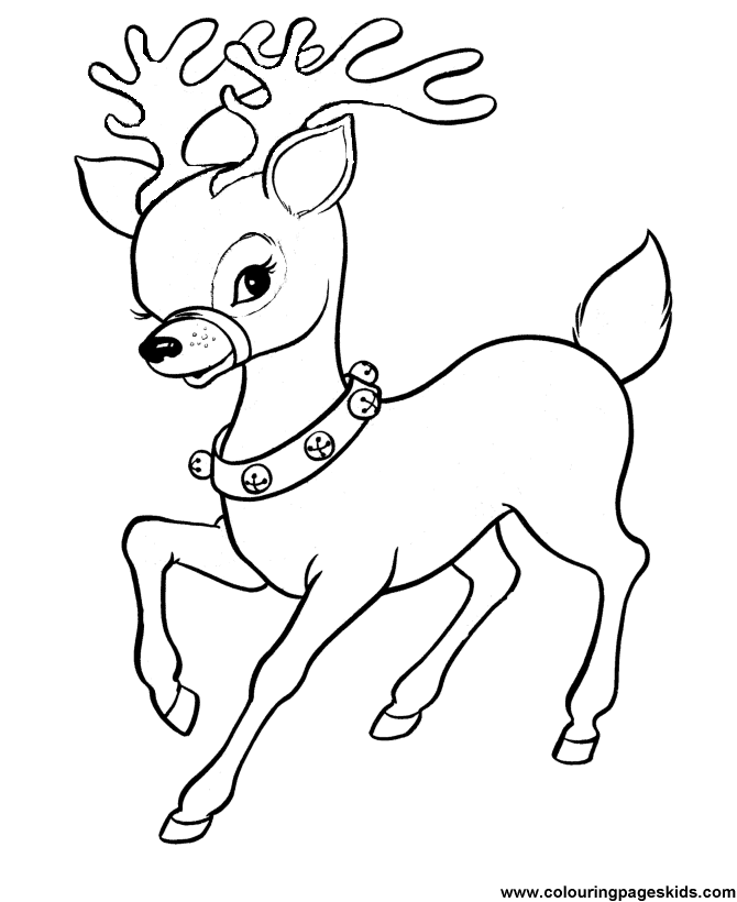 Free printable Christmas coloring sheets - Reindeer 03 for kids to 