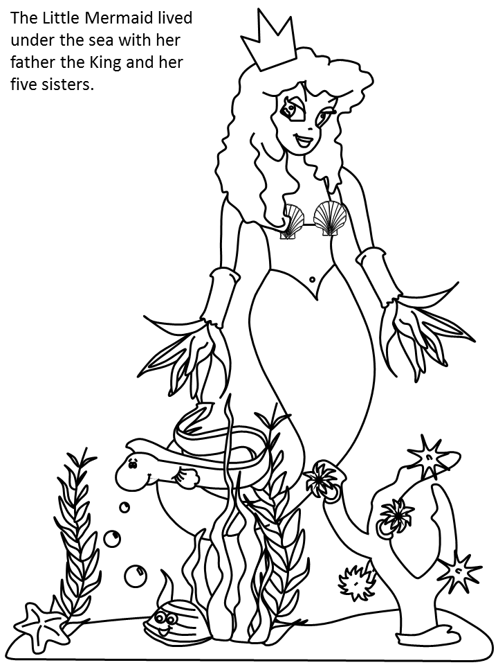 little mermaid color cartoons coloring pages book