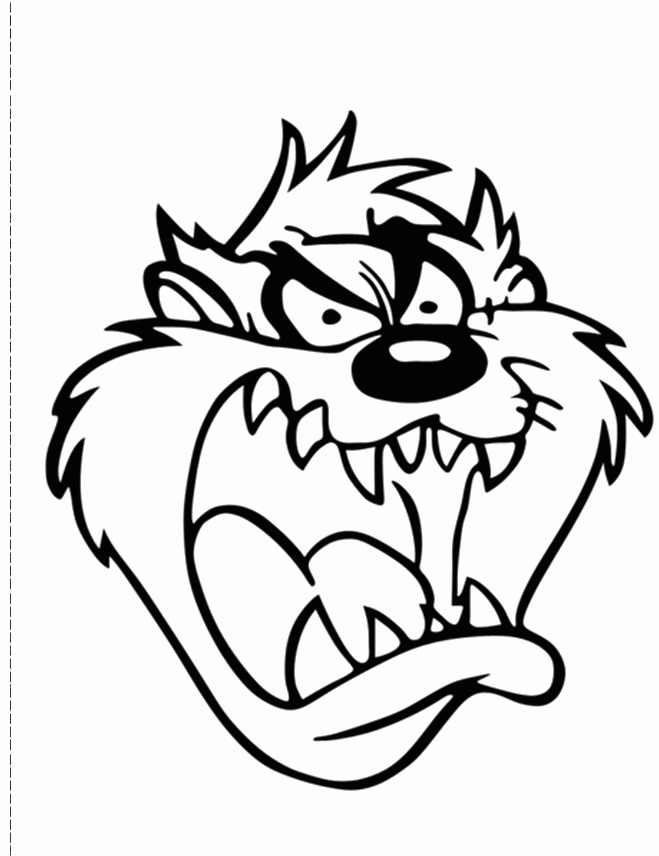 Face Of Tasmanian Devil Coloring Pages - Looney Tunes Cartoon - Coloring  Home