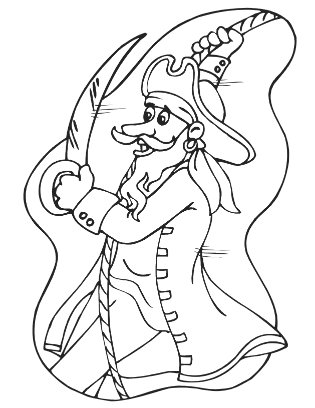 Pirate Coloring Page | Pirate Swinging On Rope