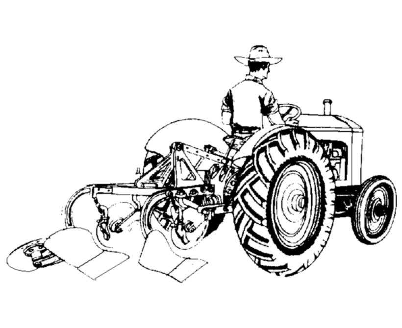 Farm Tractor Coloring Pages | Printable Tractor and plow Coloring 