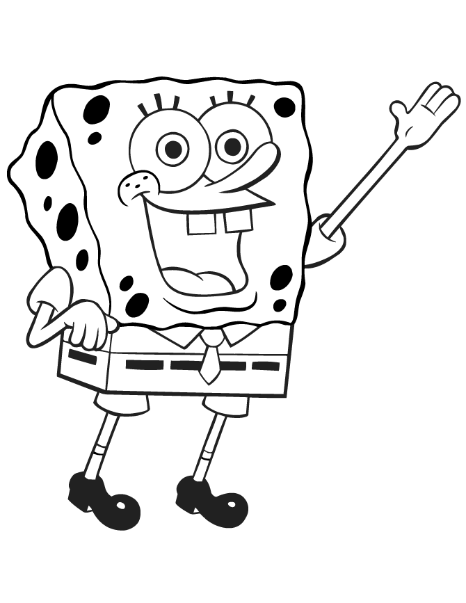 Spongebob Squarepants Character Waving Coloring Page | Free 