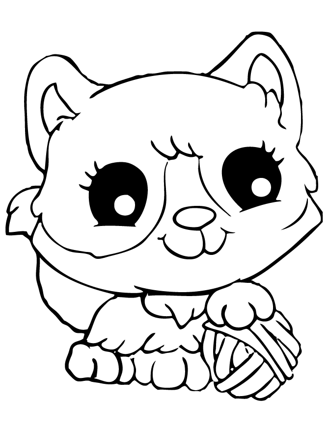 Cute Cat Coloring Page : Printable Coloring Book Sheet Online for 
