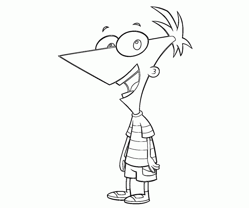 Simple Phineas Coloring Pages with simple drawing