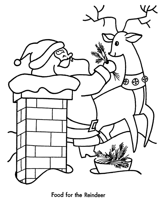 Another Santa and his reindeer coloring page