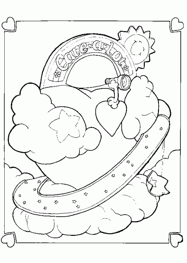 CARE BEARS coloring pages - Love-a-lot Bear