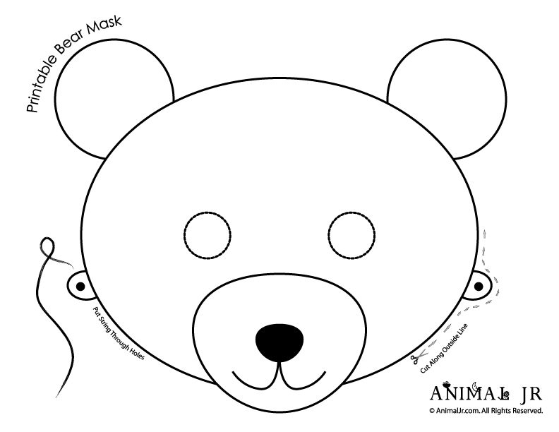 Printable Animal Masks Bear Mask Craft Jr Coloring Home - roblox bear mask coloring pages