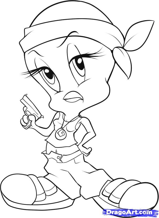 Gangsta Tweety Bird Coloring Pages - Coloring Home