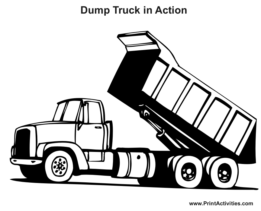 Dump Truck Coloring Page | Back Lifted