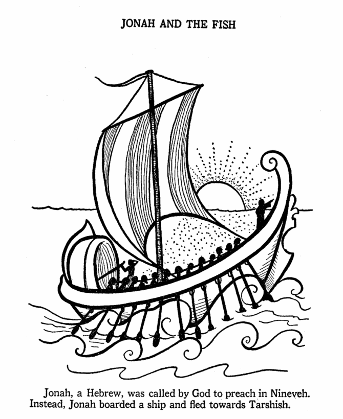 Bible Printables - Old Testament Bible Coloring Pages - Jonah 1