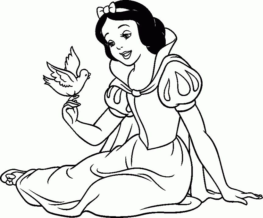 Princess Snow White Was Playing Along To Favorite Birds Coloring 