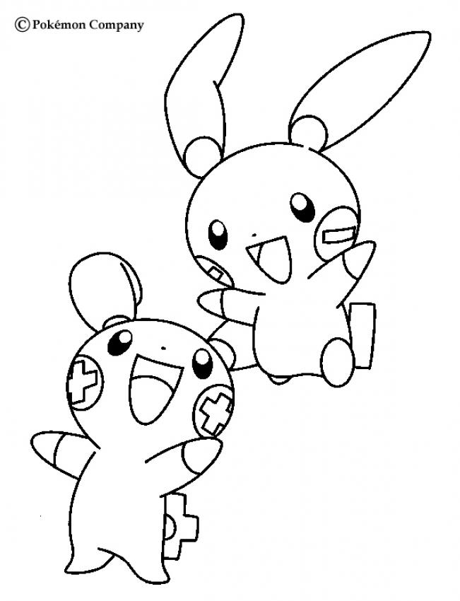 ELECTRIC POKEMON coloring pages - Plusle and Minun