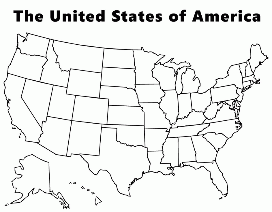 Map of the USA coloring page | Misc. SOCIAL STUDIES