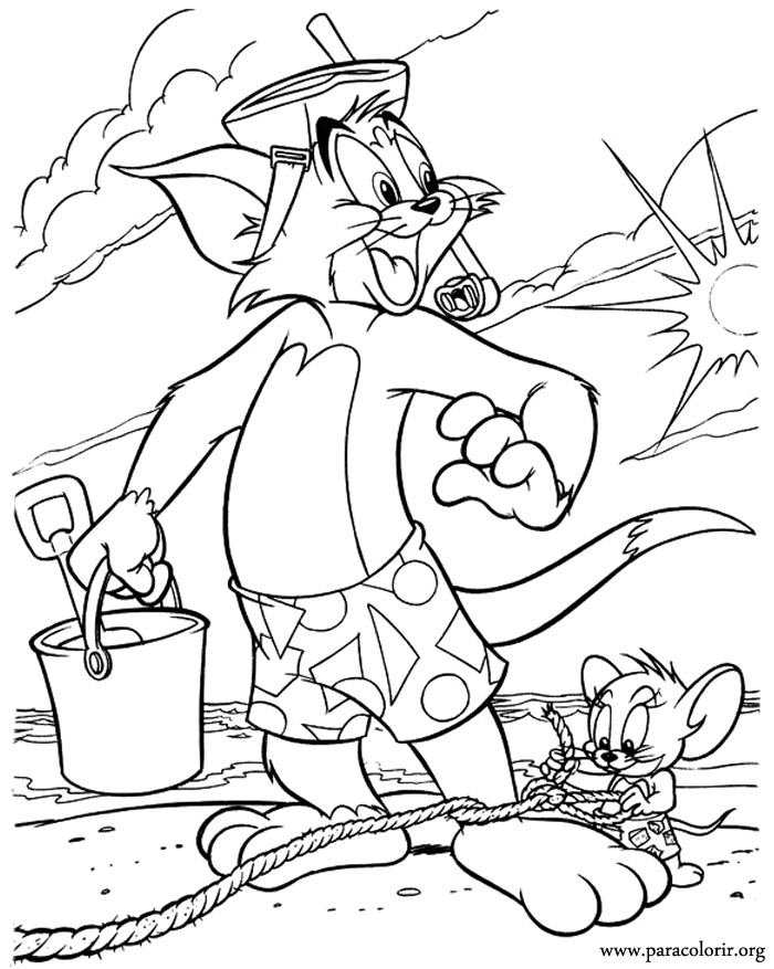 Tom and Jerry - Tom and Jerry on the Beach coloring page