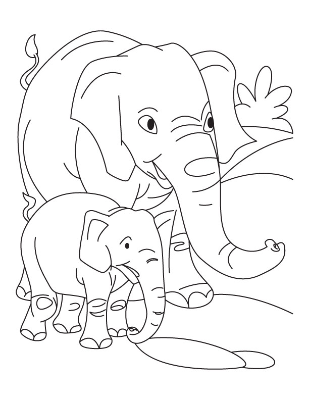 Elephant with Baby Elephant coloring pages | Download Free 
