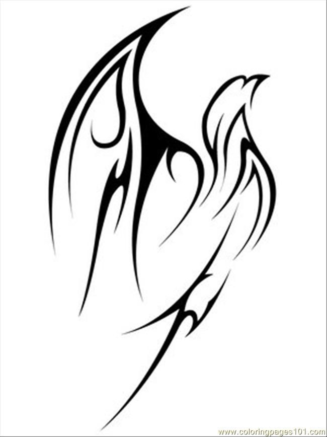 Coloring Pages Flying Tribal Eagle Tattoo (Birds > Eagle) - free 