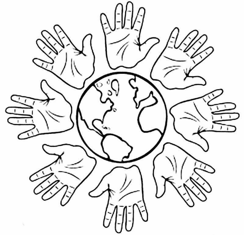 Images of hands and world coloring pages | Coloring Pages
