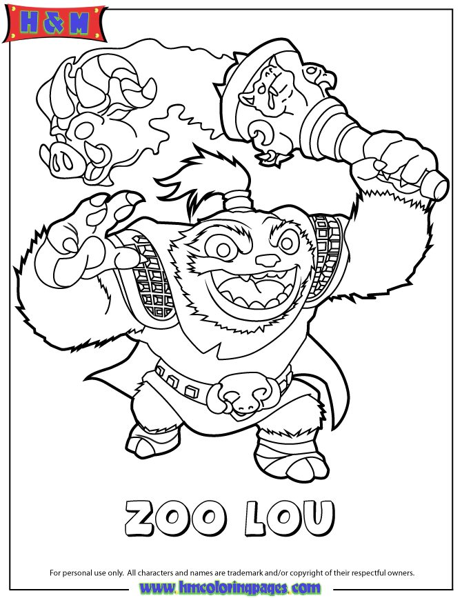Skylanders Swap Force Life Zoo Lou Coloring Page | HM Coloring Pages