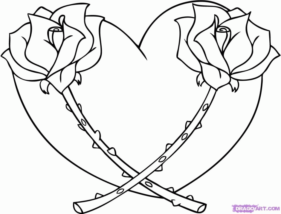 coloring pages of roses and hearts  coloring home
