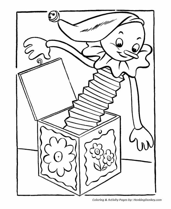 April Fool's Day Coloring Pages | Jack in the Box Clown coloring 