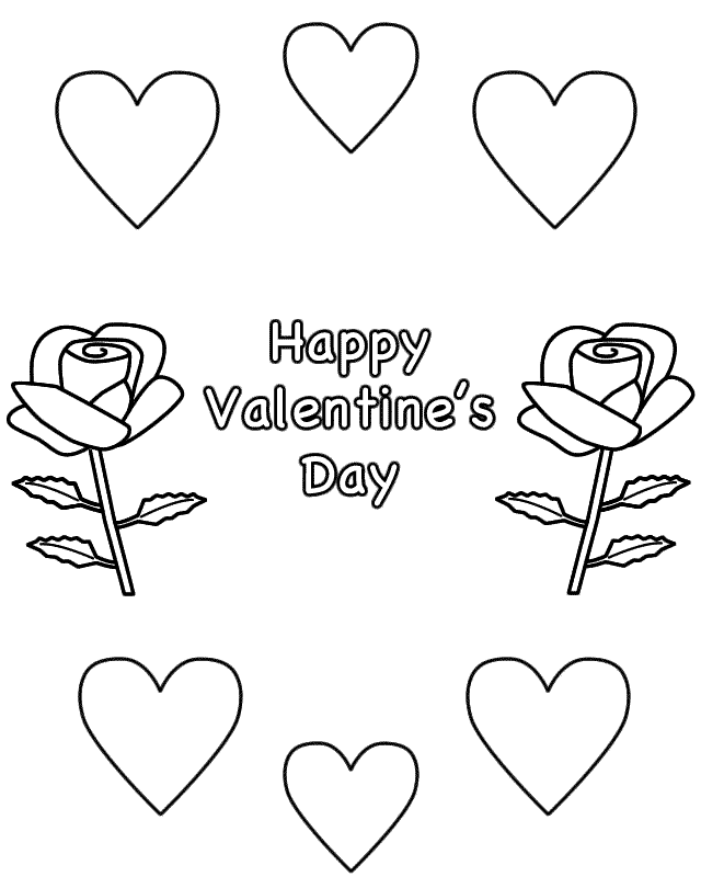 Roses and Hearts - Coloring Page (Valentine's Day)
