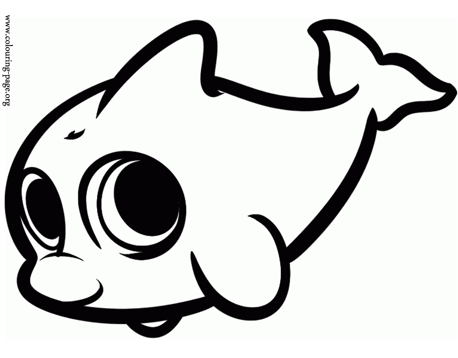 Dolphins - A cute baby dolphin coloring page
