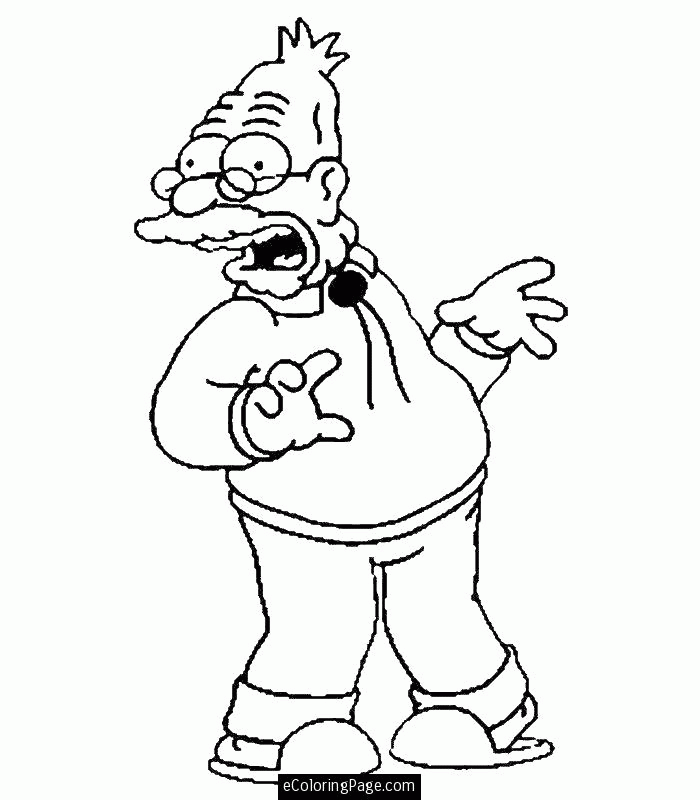 The Simpsons Grandpa Abraham Coloring Page for Kids Printable 