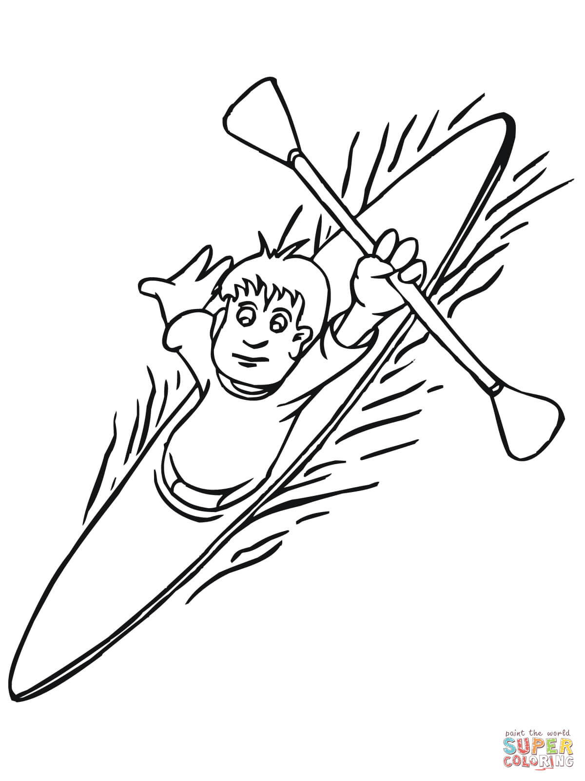 Boy Floating on Kayak coloring page | Free Printable Coloring Pages